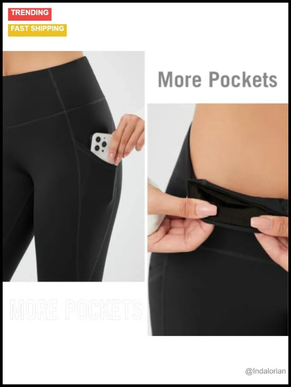 Fleece Lined High Waisted Leggings with Pockets Thermal Winter Yoga Pants